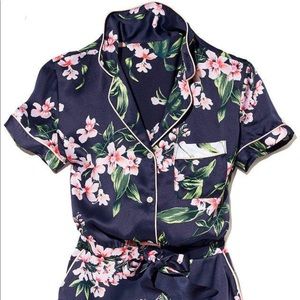 Victoria’s Secret Floral Satin Romper Button M